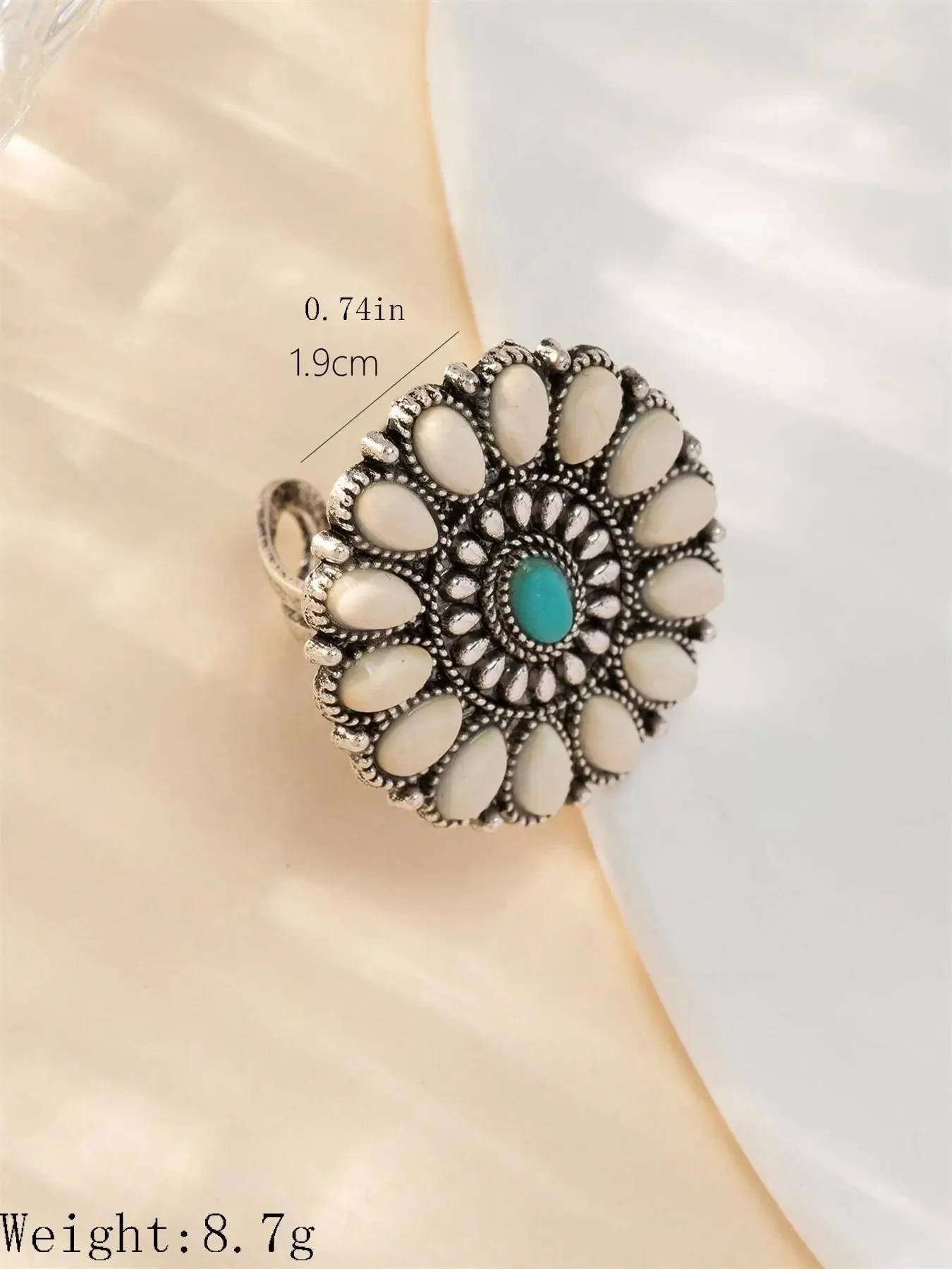 Vintage Fashionable Turquoise Texture Decorated Cuff Ring, 2024 New Style Jewelry for Party, Daily Clothing Decor, Trendy All-match Clean Girl Jewelry for Birthday Gift