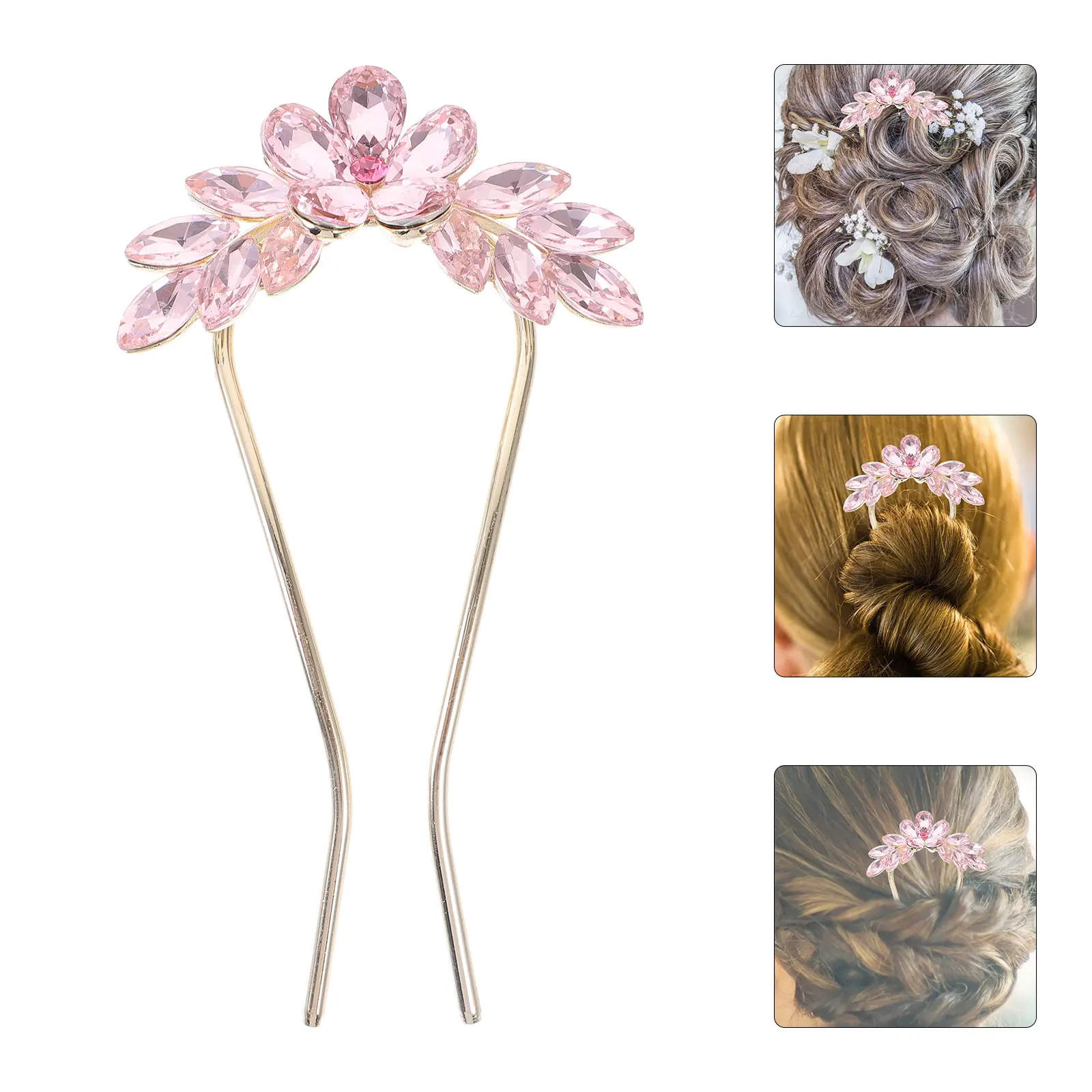 

U Shape Hair Pin Rhinestone Chignon Pin Wedding Bride Accessories Bridesmaid Hair Stick Bridal Bobby Pins Hairstyle Tool Elegant