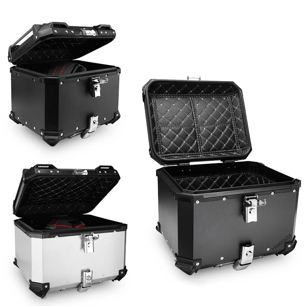 

Waterproof Motorcycle Aluminum Top Box Universal 65L Tail Storage Box Anti-theft Moto Luggage Box With Mounting Rack Accessories
