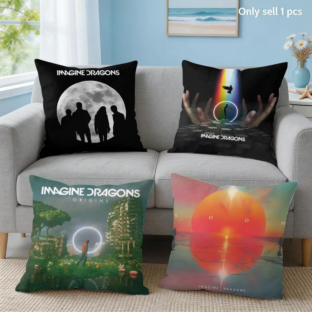Band I-Imagine Dragons Loom Cushion Cover Soft Short Plush Throw Pillow Cover Hidden Zipper Cutecore Sofa Bedroom Home Decor