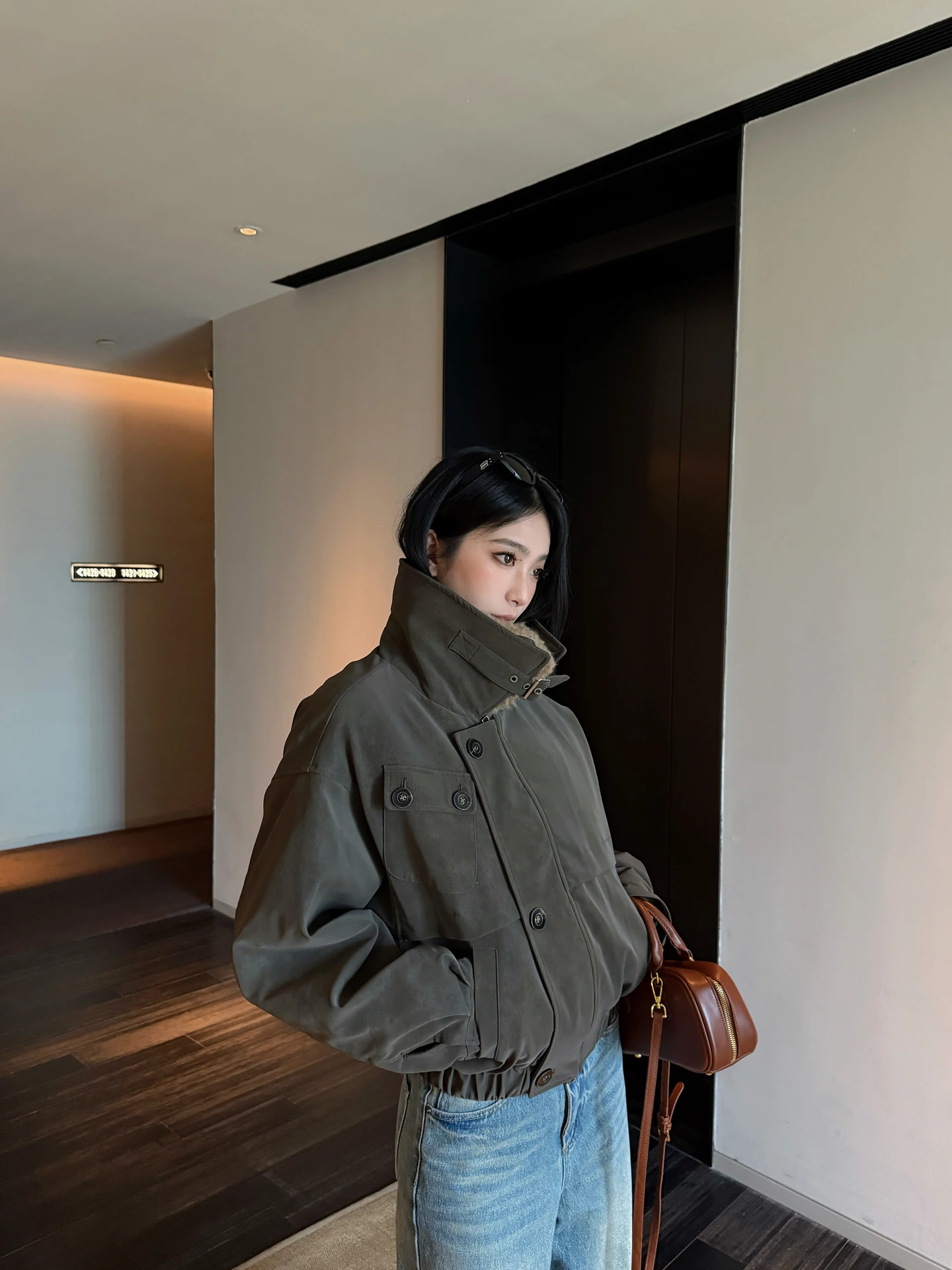 

SMBL RAIN Women's Thiened Jaet Coat with Fur Collar Military een Retro Design Casual Comfortable Cotton Outerwear