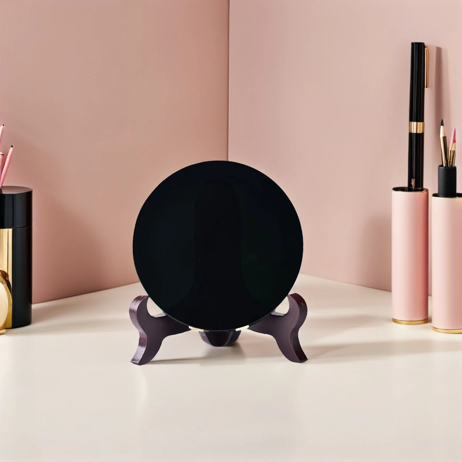 

1Set Exquisite Black Scrying Mirror Circle Mirror for Home Desk Decor Divination Gift Centerpiece Table Decorations