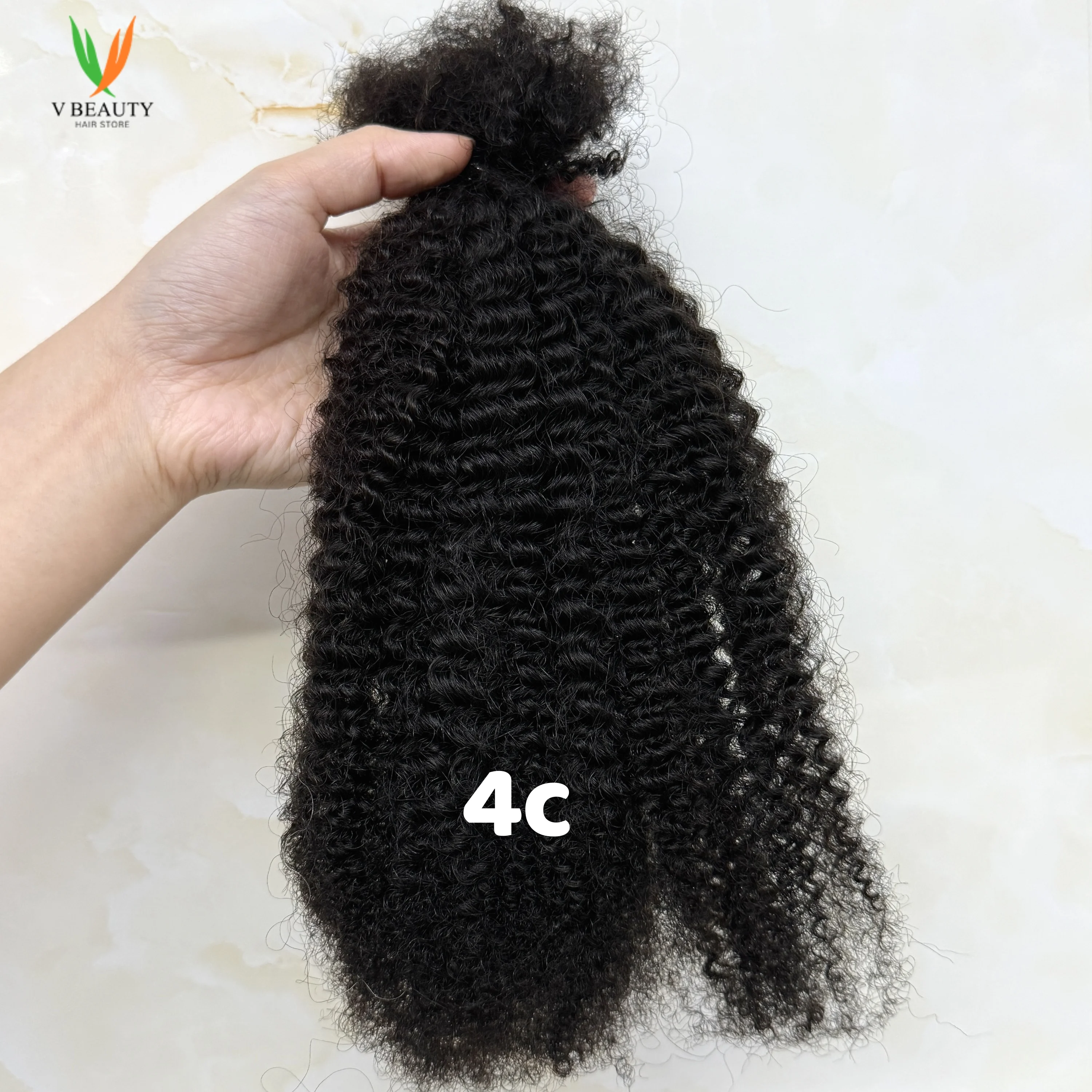 Vbeauty Afro Twist Soft Human Hair Braiding Extention 30g/pack Afro Kinky Curly Bulk Human Hair 4C Short Natural Black Color