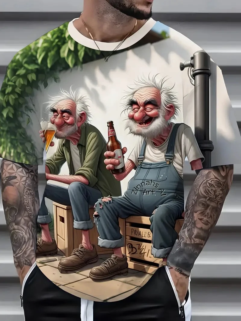 

Мужская футболка больших размеров с короткими рукавами и 3D-принтом, свободная и повседневная, мягкая, удобная и дышащая, подходит для занятий спортом на открытом воздухе