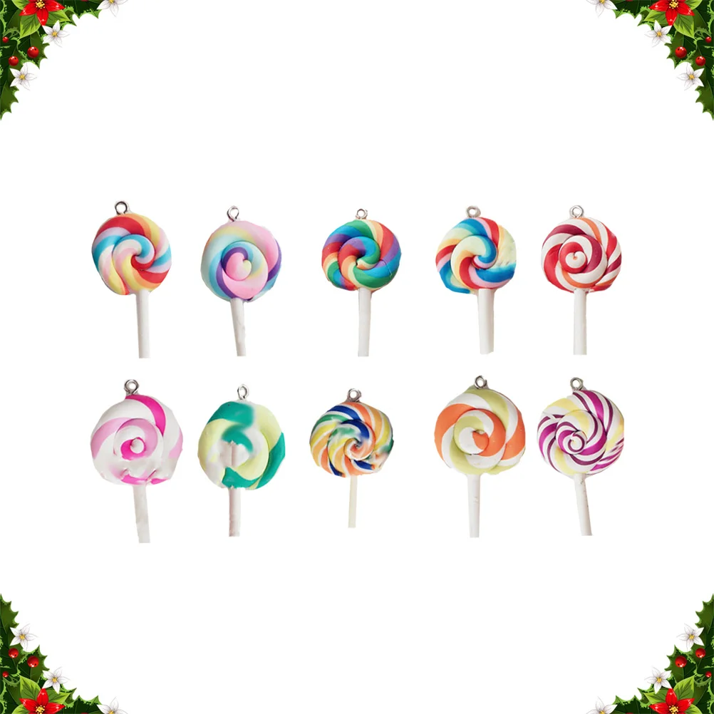 

10Pcs Simulation Pottery Lollipop Soft Clay Charms Mobile Phone Accessories Keychain Schoolbag Ornaments Decoration
