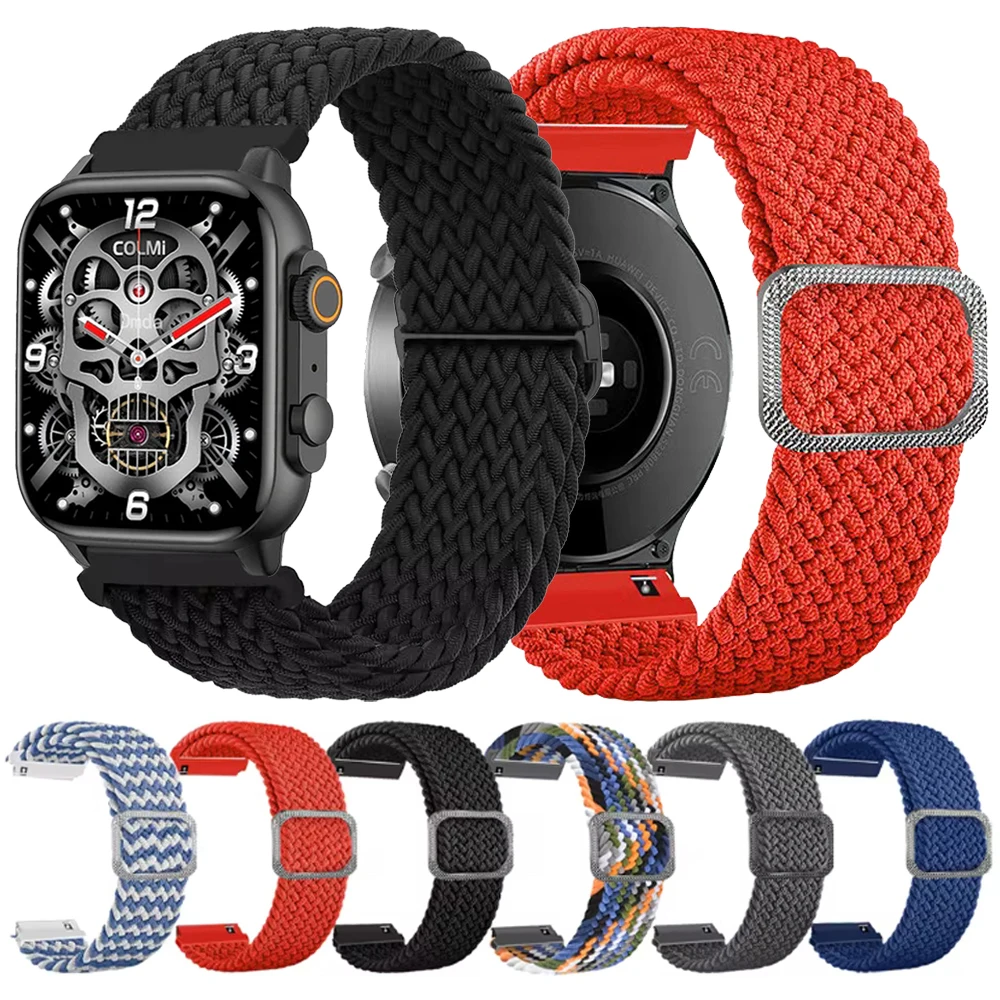 20mm 22mm Nylon Loop Strap for COLMI P71 P81 Elastic Braided Band for COLMI M42/C81/C60/C61/P68/P73/V68/V70 Replacement Bracelet