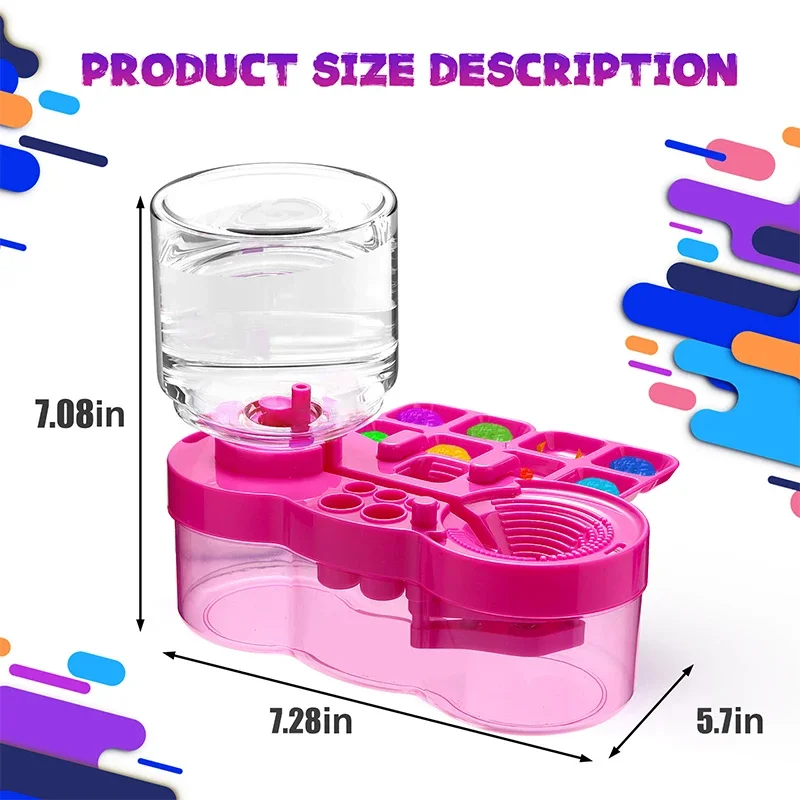 Arruela de escova para arte em unhas, com botão de drenagem, dispositivo limpo, circulação automática de água para arte em unhas