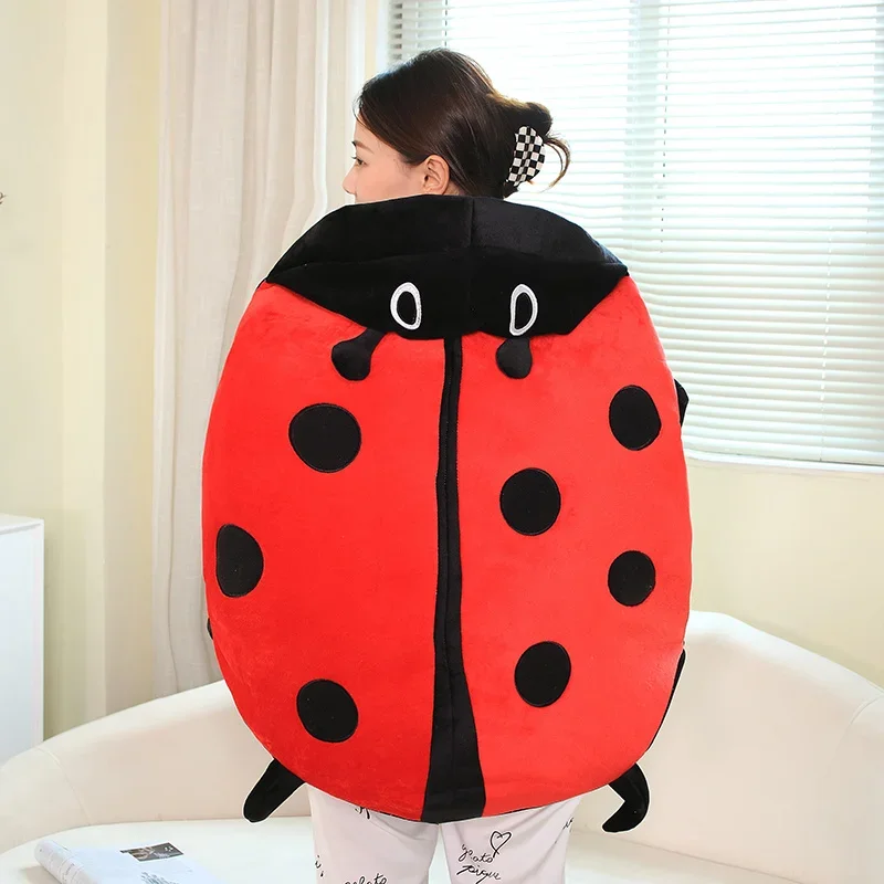 Hot Sale Interesting Beetle Plush Pillow Wearable Ladybug Shell Funny Party Cosplay Doll Stuffed Soft Bed Cushion Game Gift