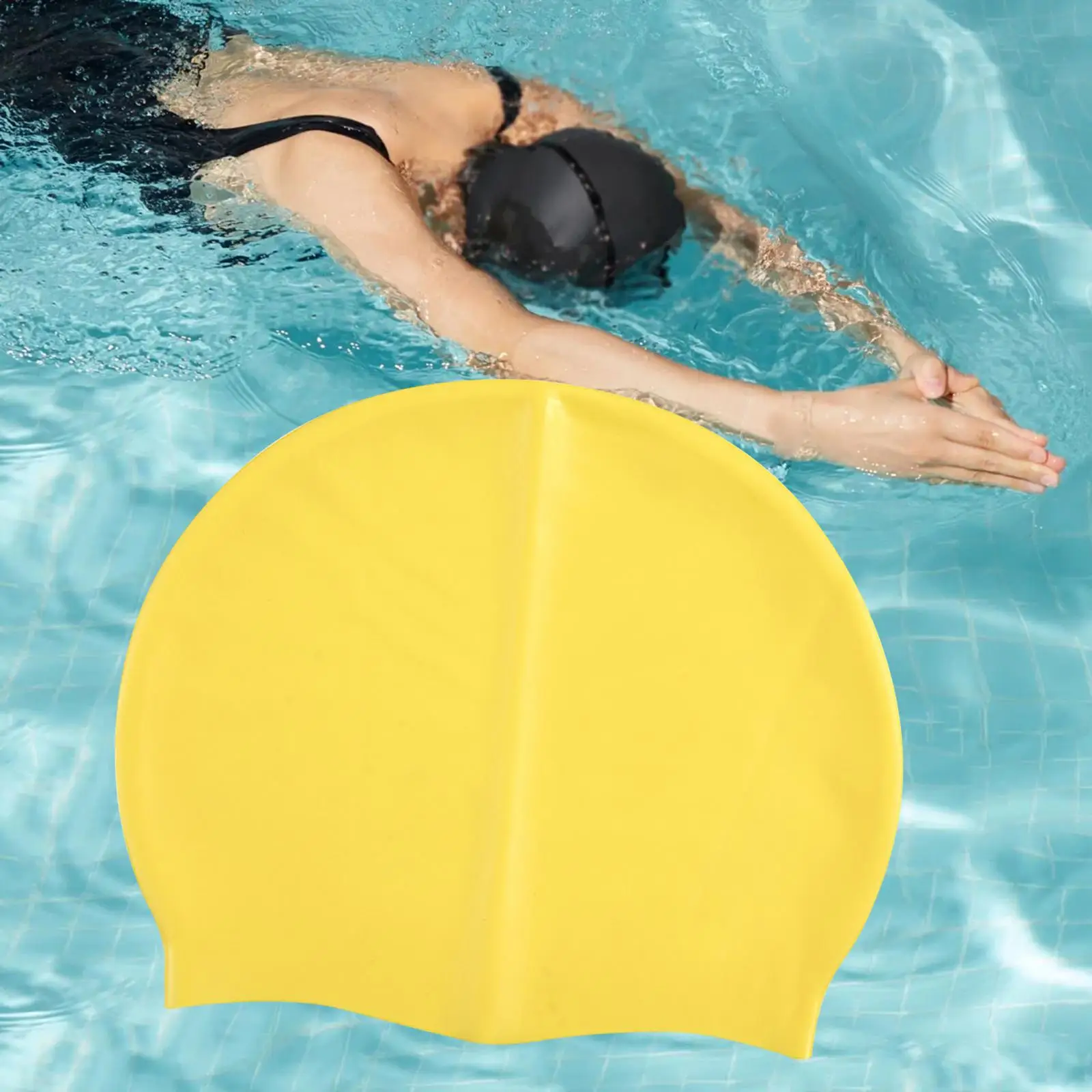 Pure Color Swimming Cap Elastic Easy Wear and Removal Silicone Swim Cap for Water Sports Braids Locks Girls Boys Kids Canoeing