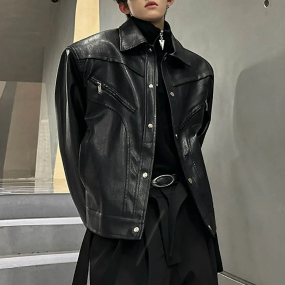 

Autumn New Men's Pu Leather Long-Sleeved Jacket American Retro Fashion Trend High Street Loose Casual Niche Men's Tops 2025