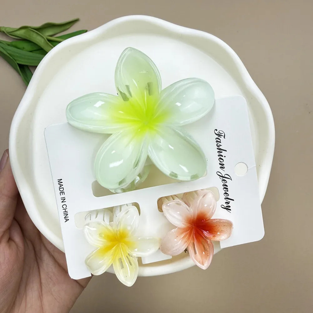 

Summer Gradient Color women Fashionable Vacational Shark Clip Seaside Egg Flower Hairpins Sweet Girl