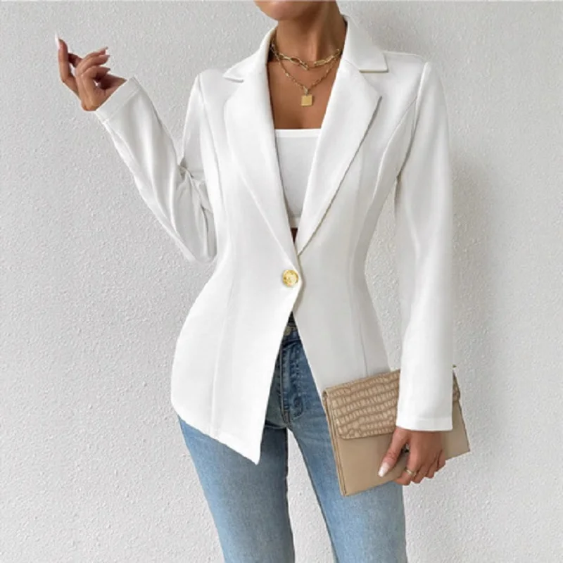 

Nice Women's Elegant Blazers Long Sleeve Solid Formal Blazer Ladies Office Work Set Single Button Outerwears Jackets Coat