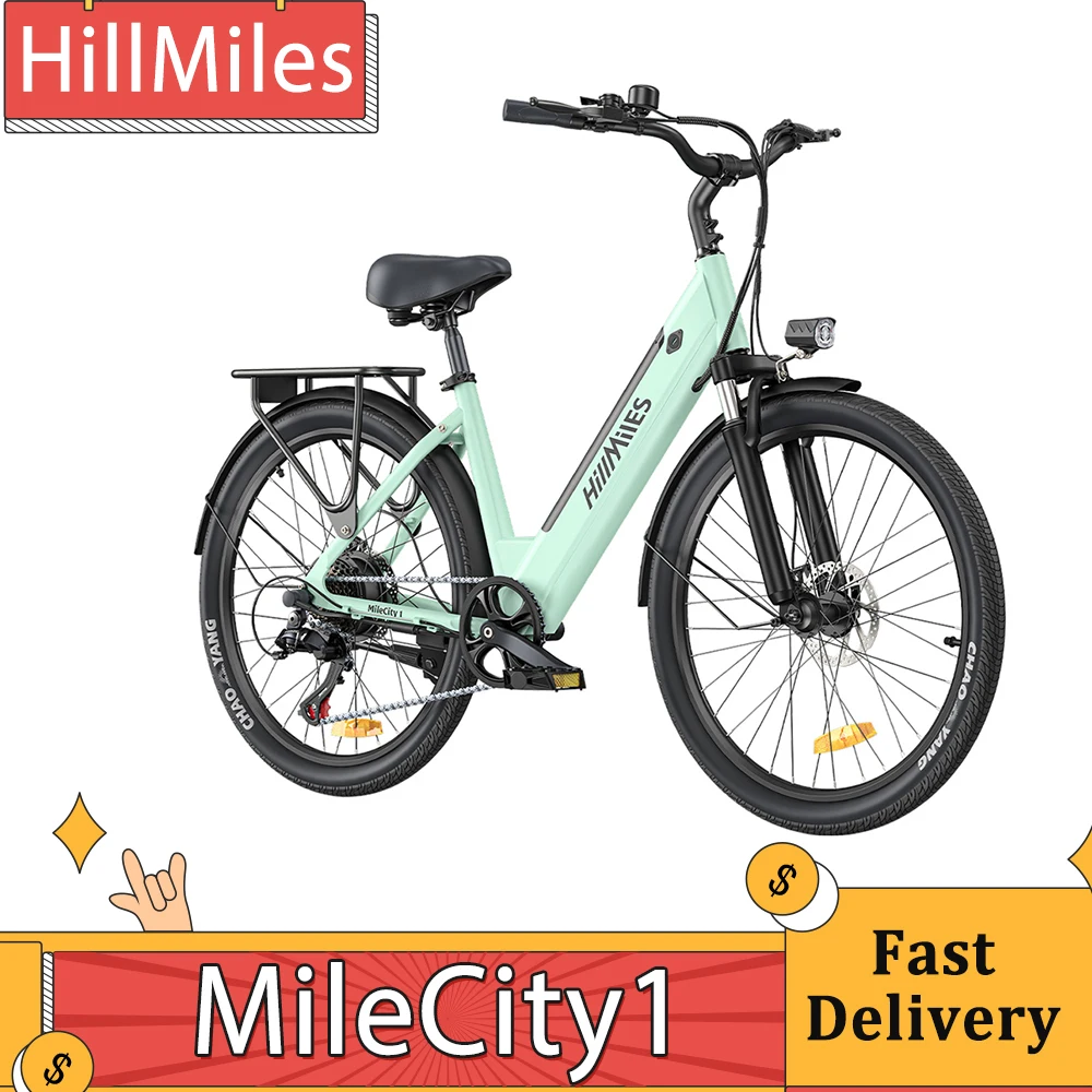 HillMiles MileCity1 Electric Bike 250W Motor 36V 13AH Battery 26 inch Tire E-Bike 32km/h Max Speed 100km Max Range Disc Brake