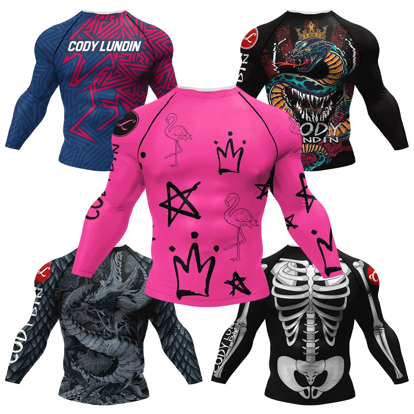 Cody Lundin projektant Heren Coole Sportoverhemden Jiu Jitsu Gi Rashguard 50. jazda na rowerze Hardlooptops tatuaż kompresyjne koszulki gimnastyczne