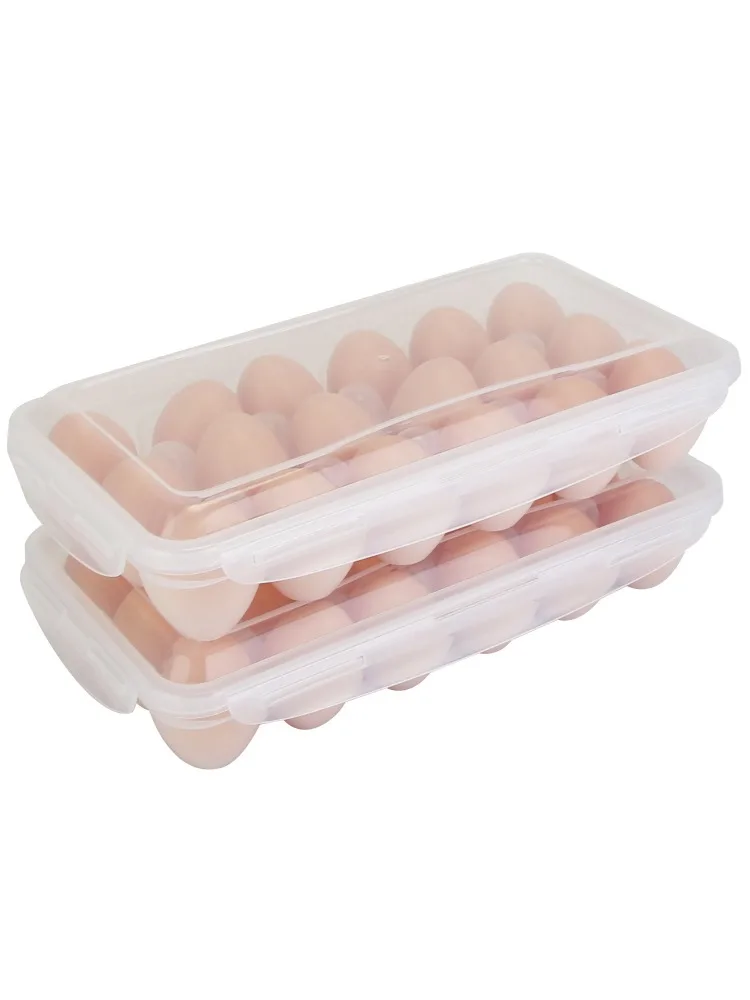 

2Pcs Plastic Egg Holder Stackable Egg Storage Box Egg Rack for Refrigerator 18 Cavity Per Container Dishwasher Safe