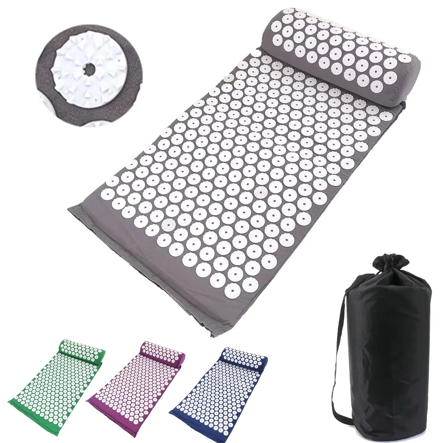 

Massager Cushion Massage Yoga Mat Acupressure Relieve Pain Stress Back Body Pain Spike Mat Acupuncture Mat and Pillow Set