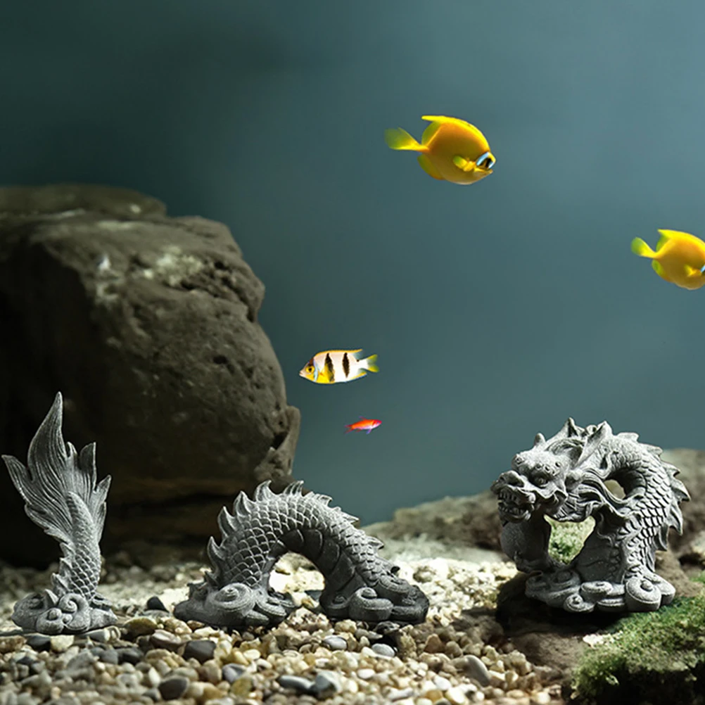 

Miniature Micro L Small Dragon Statue scape Decorations Dragon Statue Resin Material Home Office Bonsai Gray Color