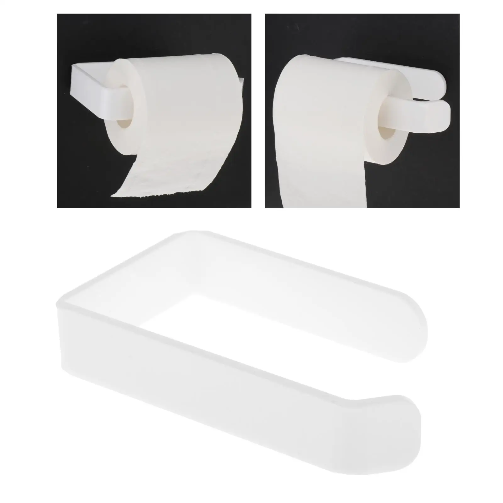 Wall Mount Paper Holder, White Acrylic Toilet Tissue Roll Holders Hangers, for Bathroom Kitchen, Easy to Install, for Wall Tile