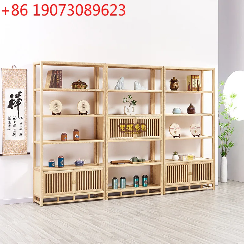 Nueva estantería de madera de fresno chino, mueble de té sencillo, estantería Zen de madera maciza, estantería Bogu, armario de almacenamiento
