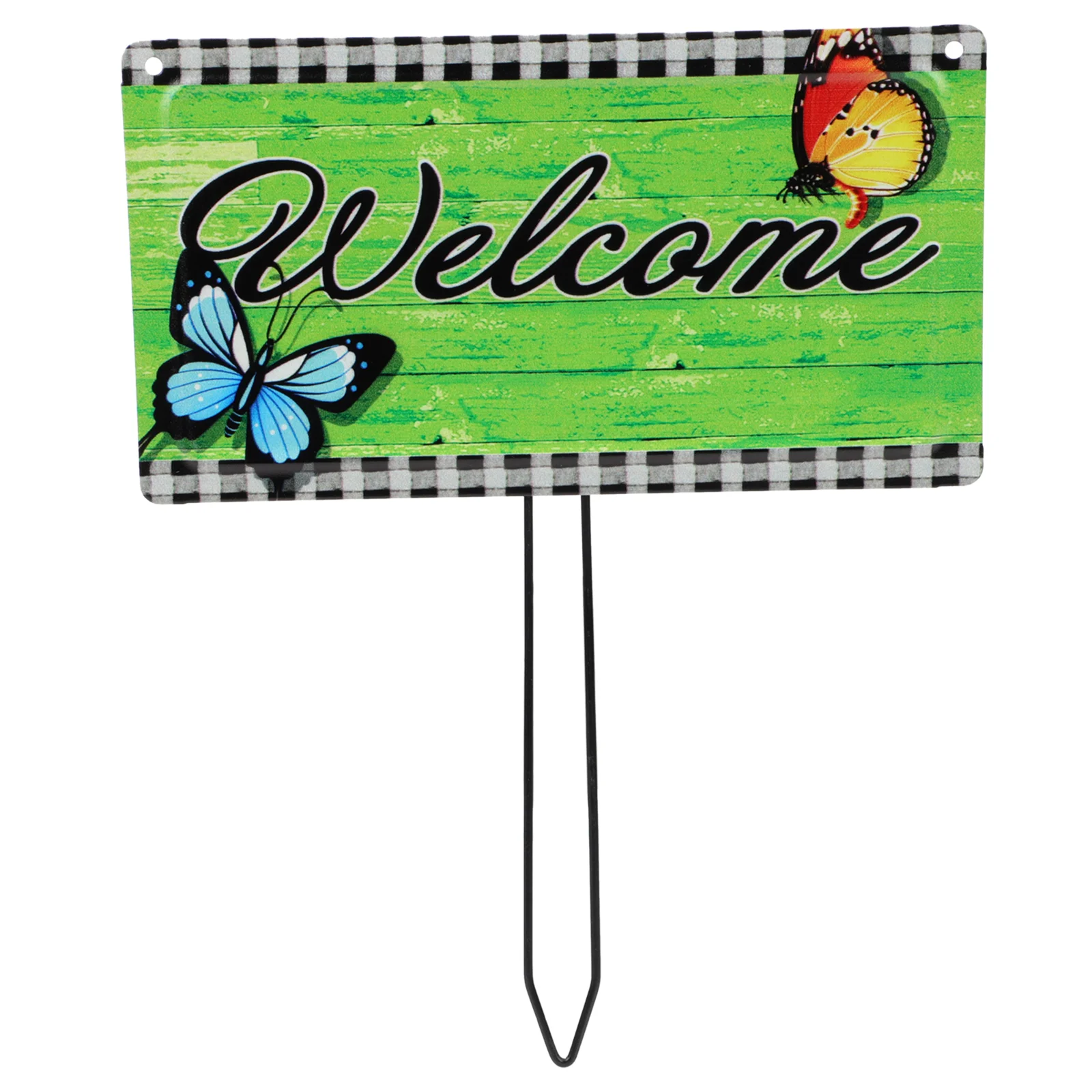 

Iron Welcome Sign Outdoor Board Garden Decor Yard Ornament Plug in Festival Stakes Insert Wrought Decoration