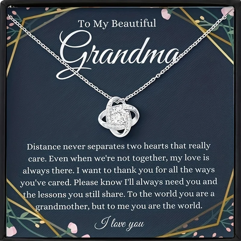 Love Knot Pendant Necklace, Gifts For Grandma, Grandma Gift From Granddaughter, Grandma Gift From Grandson, Grandma Necklace