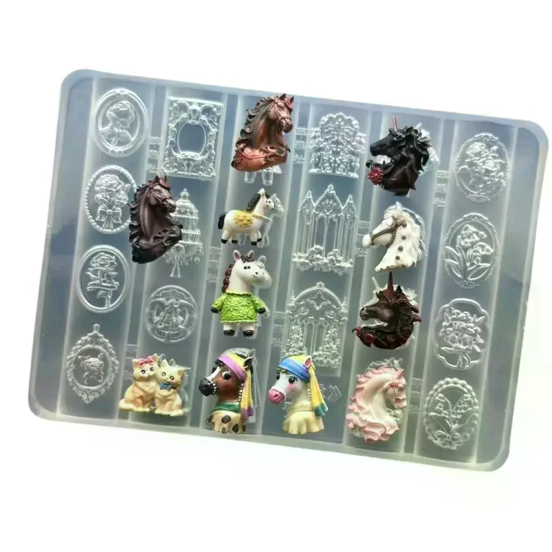 3D Silicone Nail Mold Retro Horse Head Relief For DIY Design Manicure Tools Creative Nail Art Solution For Home Or Salon
