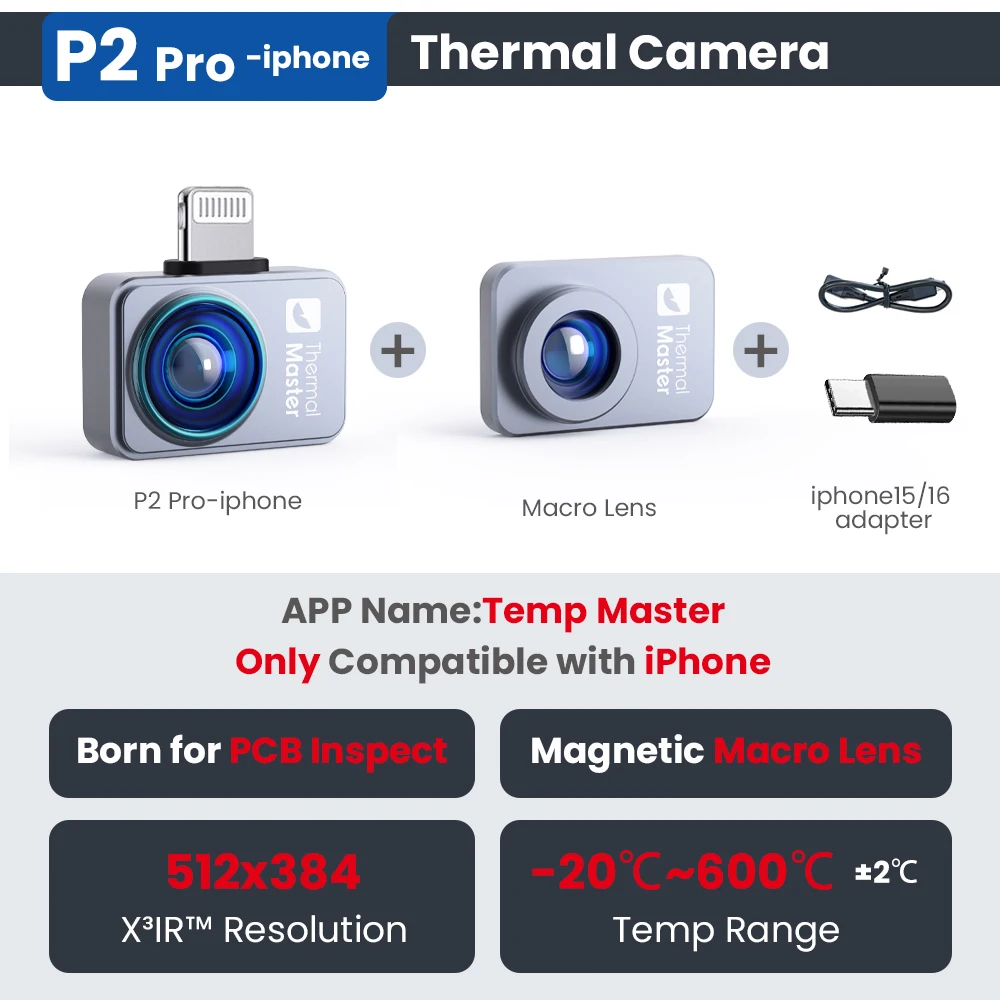 P2Android Type-C infrarood warmtebeeldcamera -20 ~ 600 ° C APP Warmtebeeldcamera voor mobiele telefoonbediening