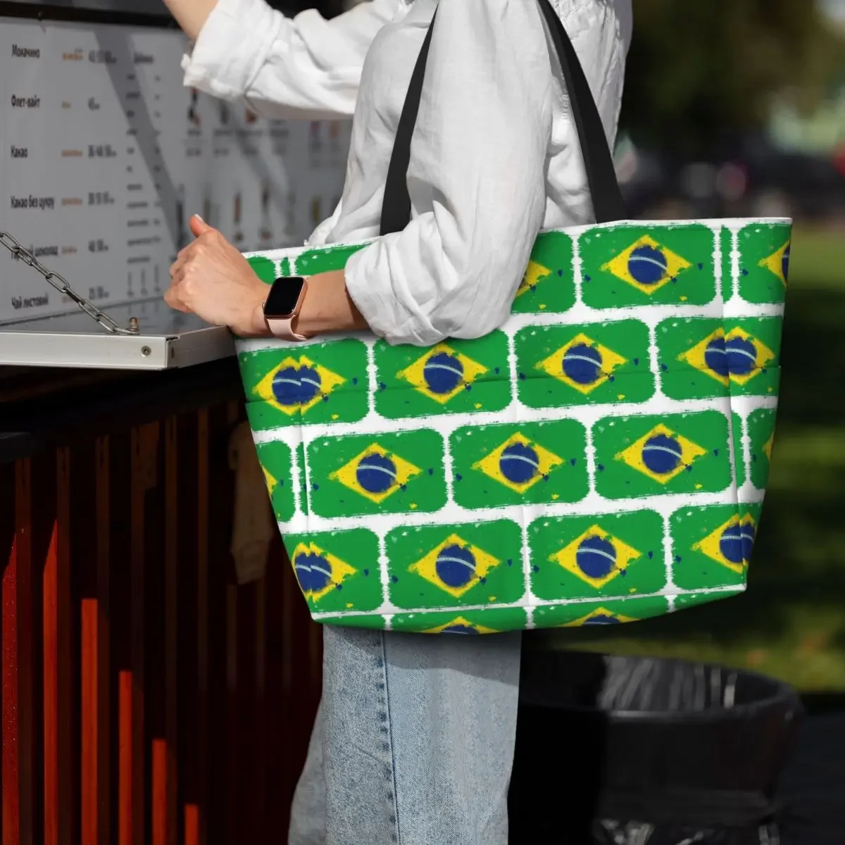 Brazil Flag Beach Tote Bag Sport Gym Yoga Duffle Large Tote Bag Women Travel Bag Fitness bag