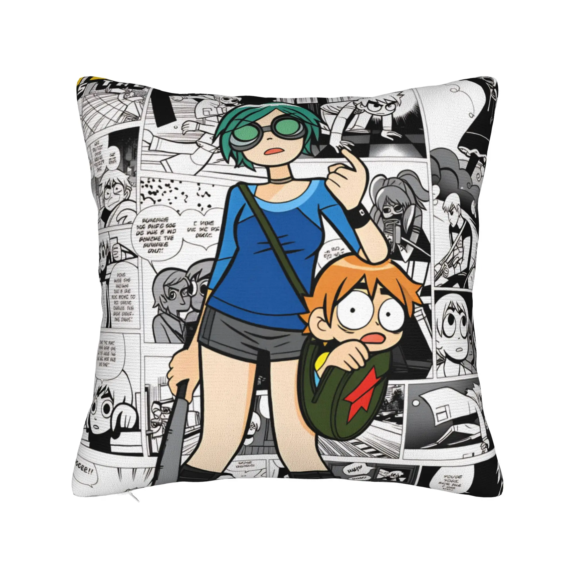 Scott Pilgrim Vs The World Anime Pillowcases  Retro Trendy Pillow Case For Living Room Bed Chair Soft Pillow Cover