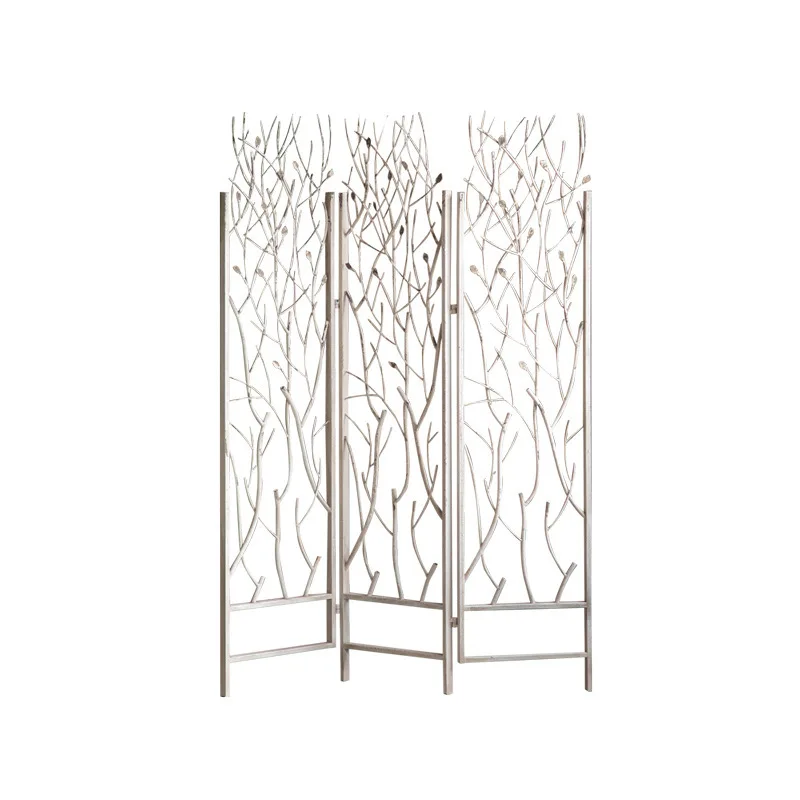 

Wrought iron retro and old ornaments hall, foldable creative homestay entrance partition, simple casual living room screen