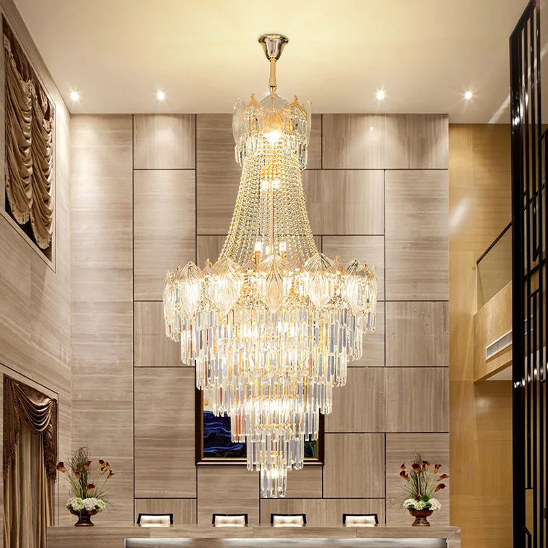 Duplex building chandelier villa empty living room chandelier modern light  high-end building middle floor high crystal la
