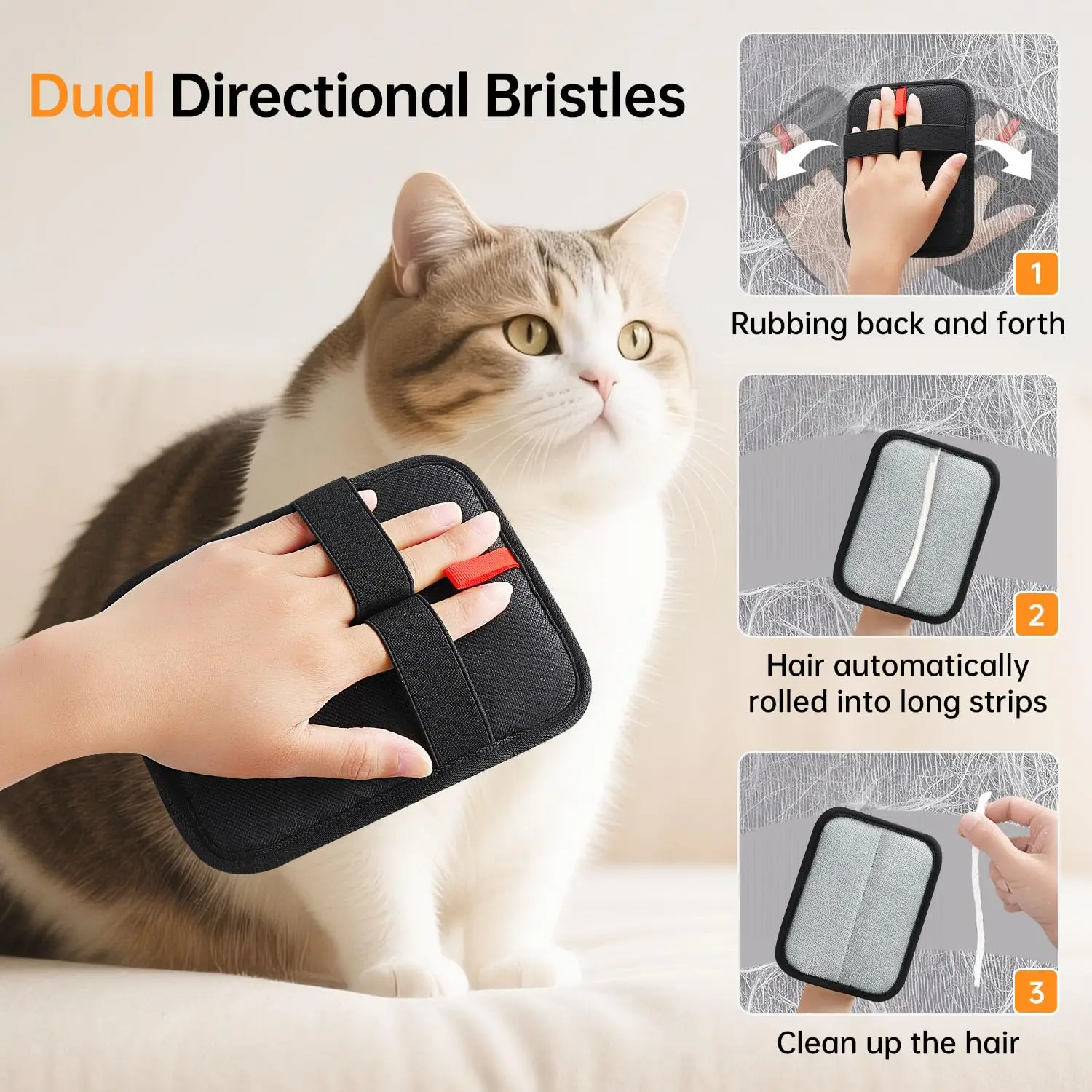 4Pcs Pet Hair Removal Gloves Reusable Electrostatic Cat Dog Hair Remover Grooming Gloves Brush Tool for Couch Carpet Car Seat view 3