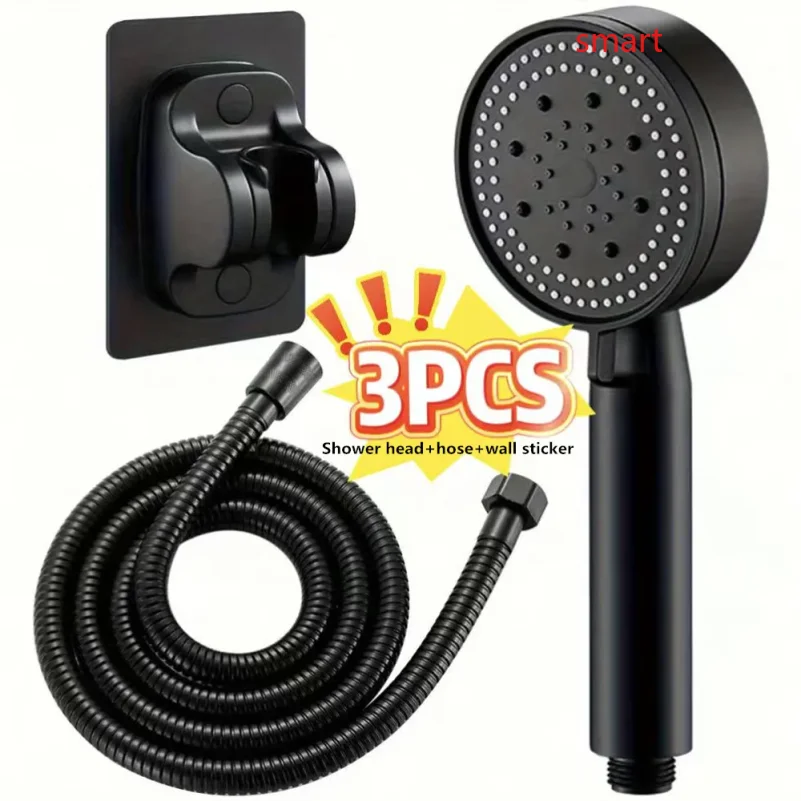 5 Modes Adjustable Water Output Thermostatic Control Polished Finish Hanging 3Pc Luxurious Pressurized Handheld Shower Head