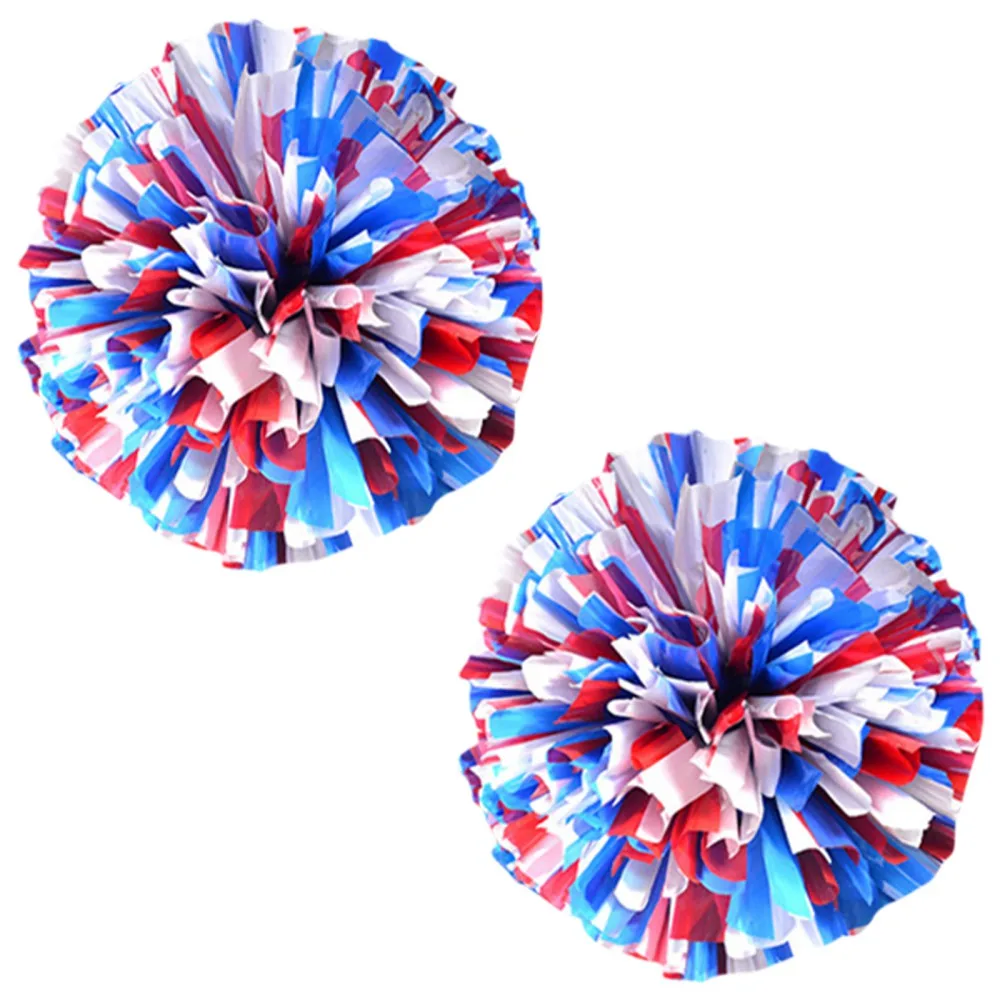 2 PCS Cheerleading Pom Poms Rainbow Metallic Streamer Pompoms Girls Dance Party Football Club Hand Flower Aerobics Cheer Balls