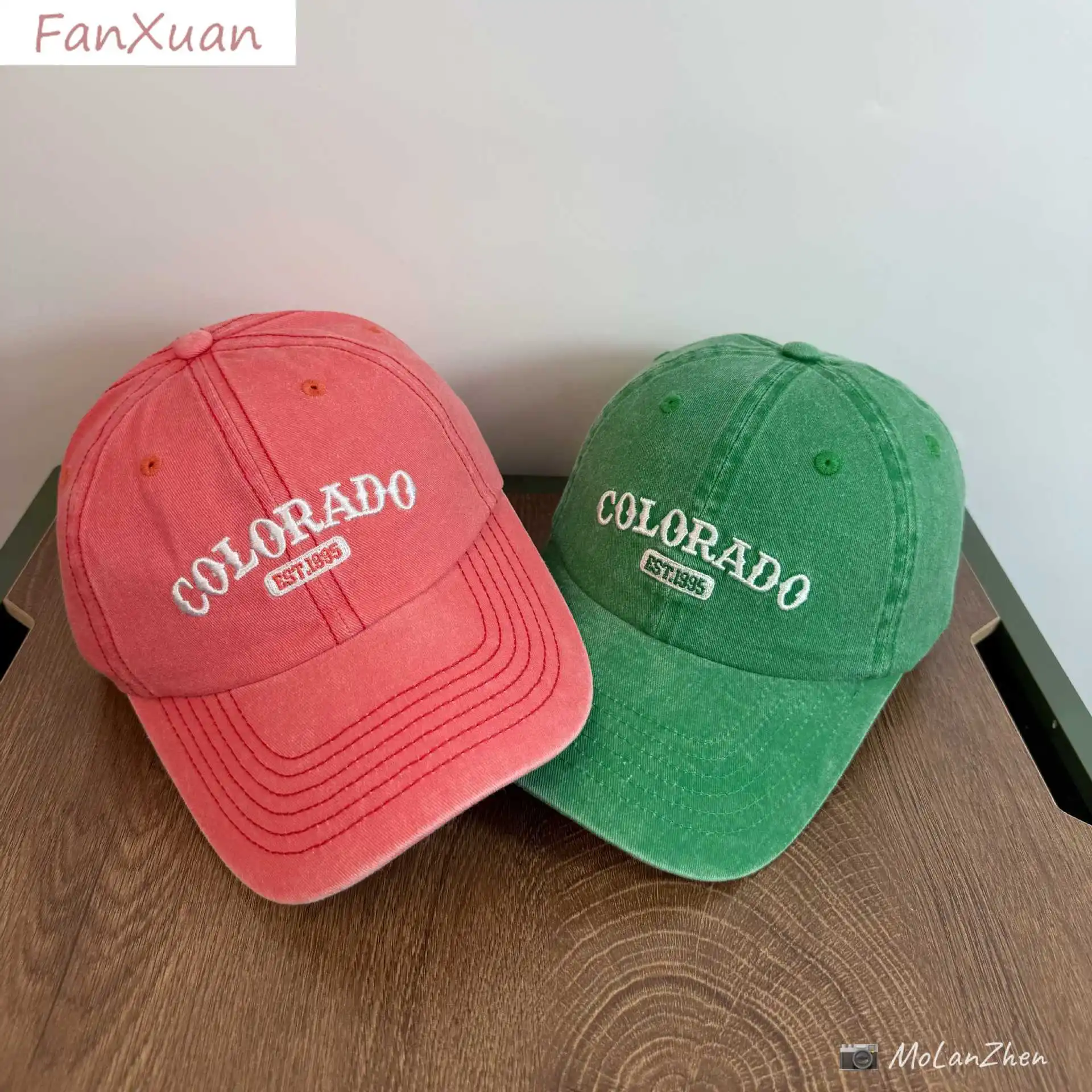 Cotton Vintage Baseball Cap Men Women Denim Embroidered Letters Cotton Soft Top spring summer Unisex Hats green blue fresh color