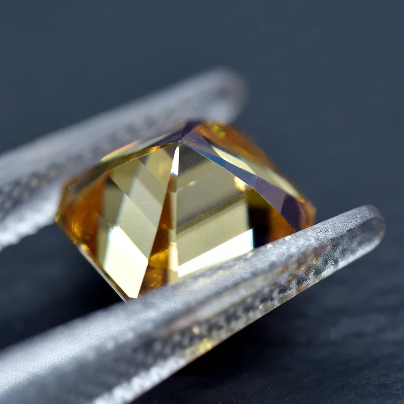 Moissanit-Stein Asscher-Schliff Champagnerfarbe VVS1 DIY Ring Halskette Hauptmaterialien Diamanttester-geprüft mit Zertifikat – Detail 6