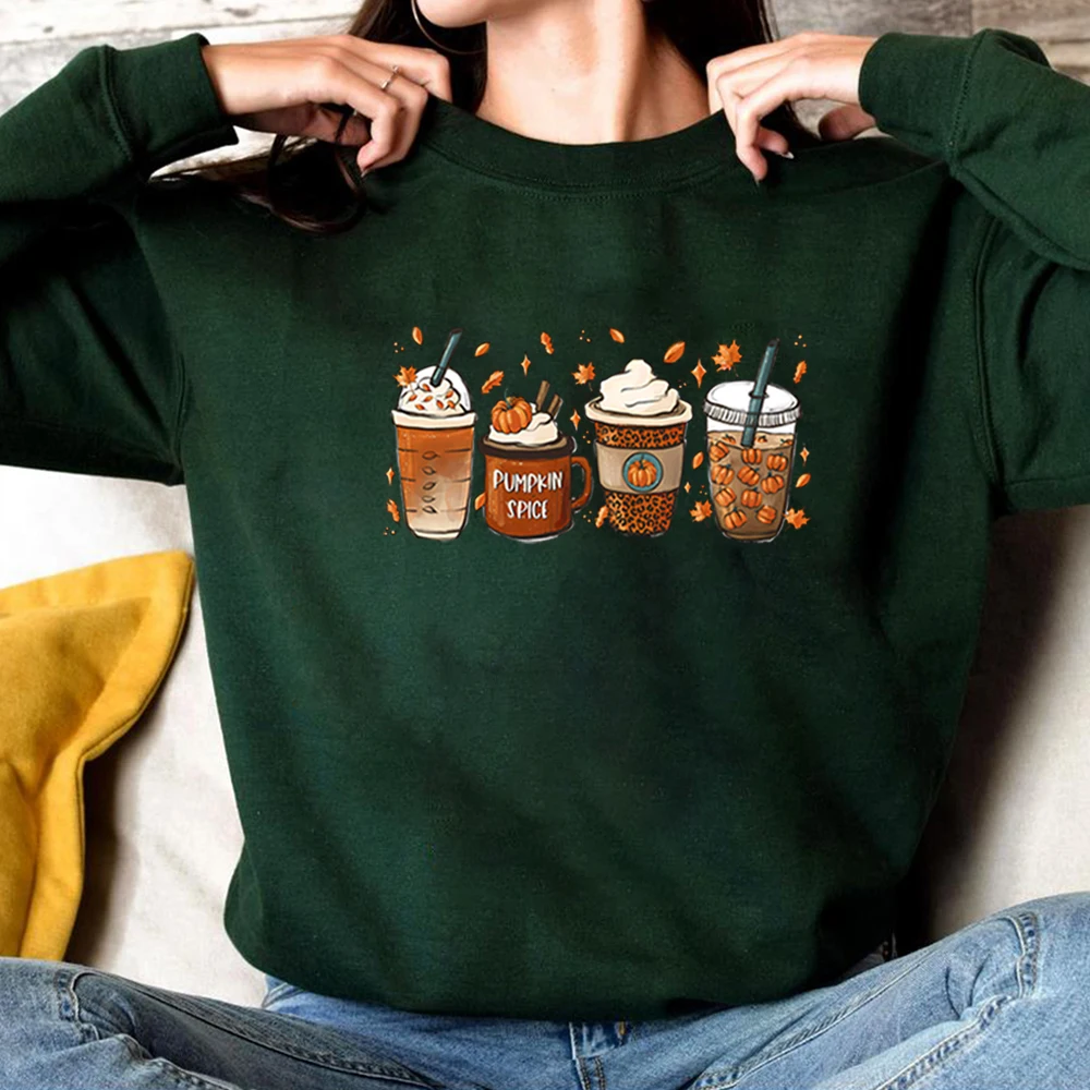 

Fall Coffee Sweatshirt for Women Thanksgiving Sweater Fall Crewneck Pumpkin Spice Hoodie Halloween Shirt Unisex Long Sleeves Top