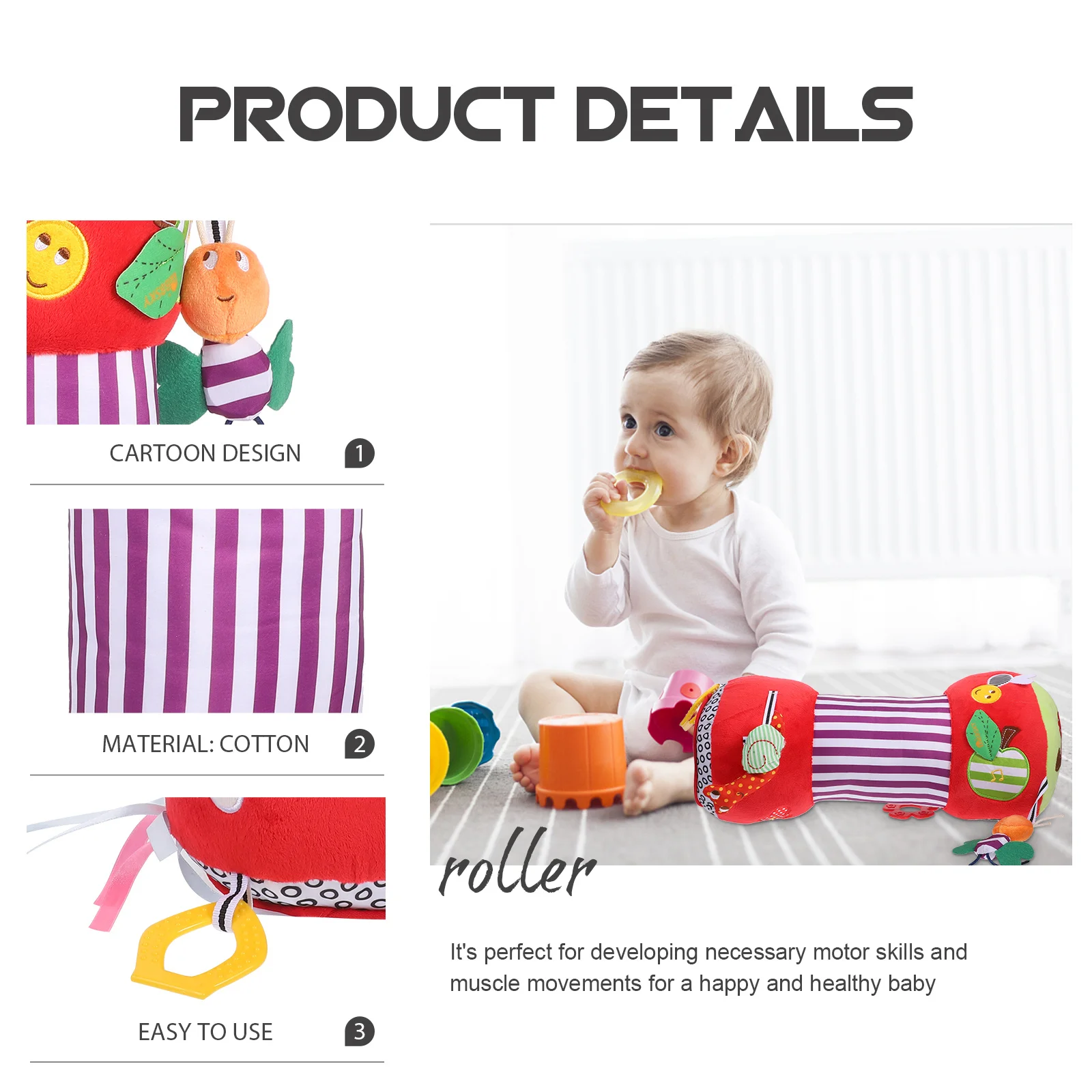 ベビーローラーピロー クロールピロー 新生児 幼児用 ワインレッド モータースキルを向上させる 楽しいアクティビティ開発