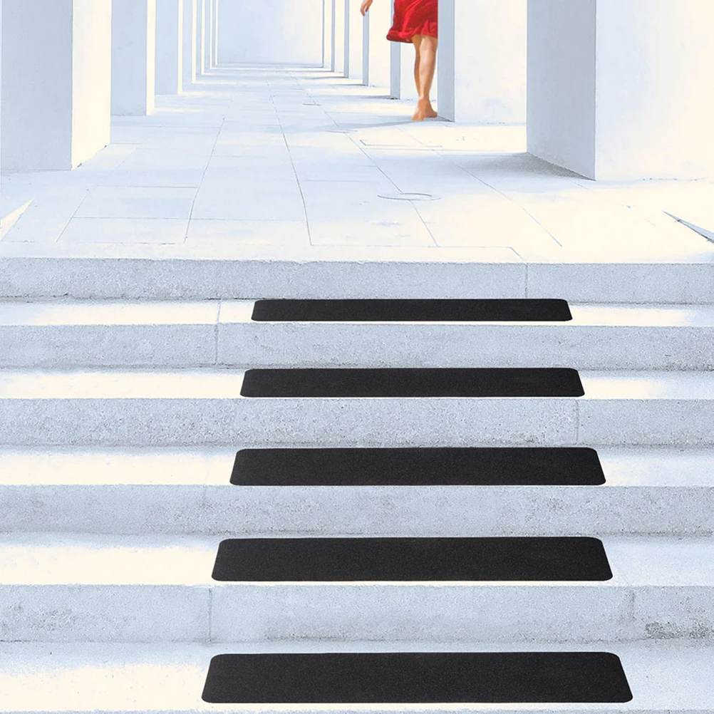 8PCS Black PVC Anti Slip Stairs Treads Material Indoor Outdoor Use Non Skid Safety Mat Stair