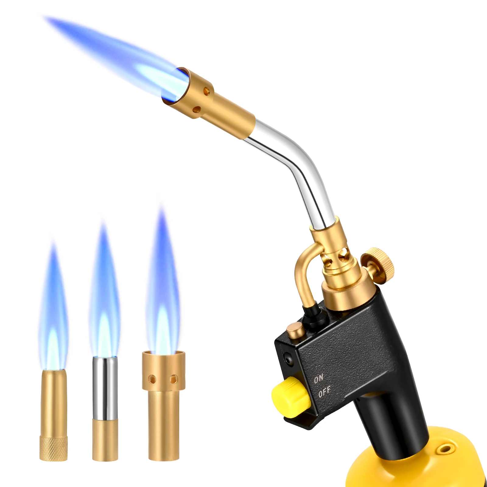 Torcia MAPP a propano con 3 punte Torcia di avviamento con grilletto a gas/Stile a spirale autilluminante per tutte le applicazioni di saldatura e brasatura