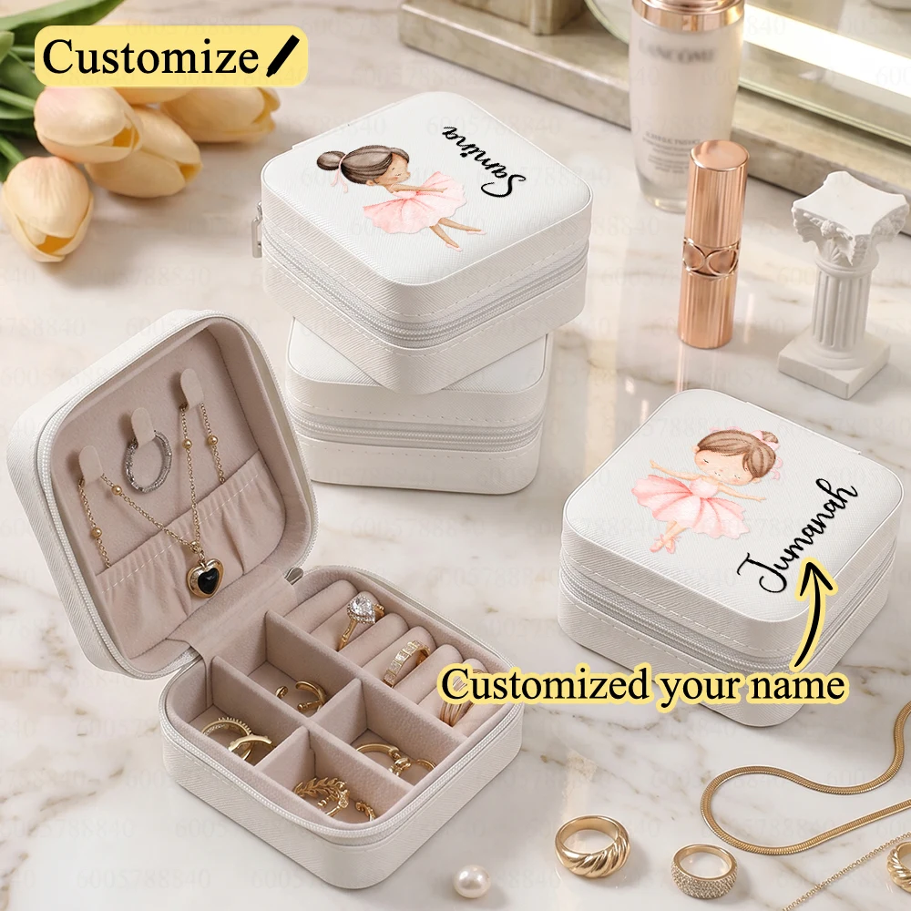 Customized Name Jewelry Box Ballet Girl Jewelry Storage Box Travel Case Jewelry Organizer Ring Case Birthday Christening Gift