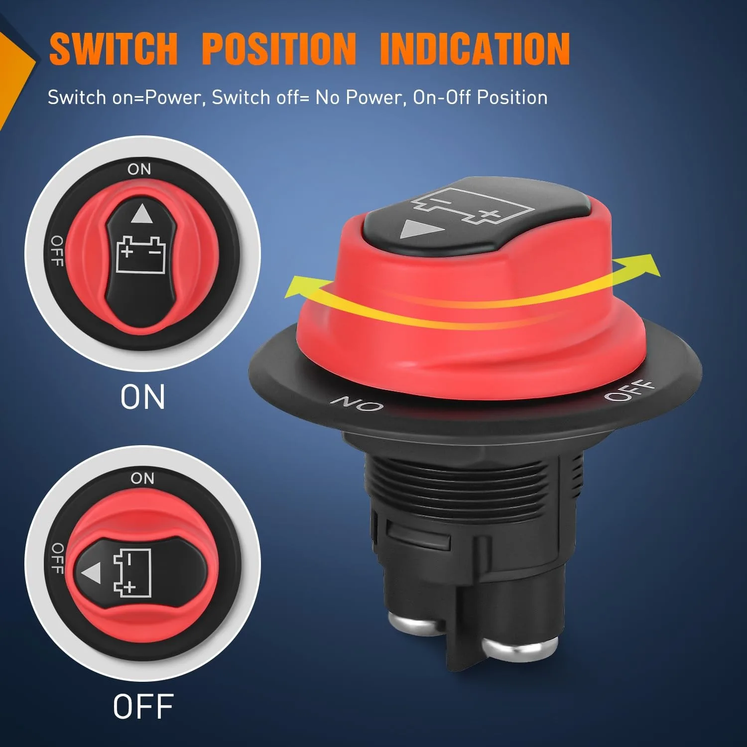 

Battery Disconnect Switch 50A Main Disconnect Isolator 12V-48V Switch Power Off Switch Waterproof Boat Car RV ATV UTV Yacht