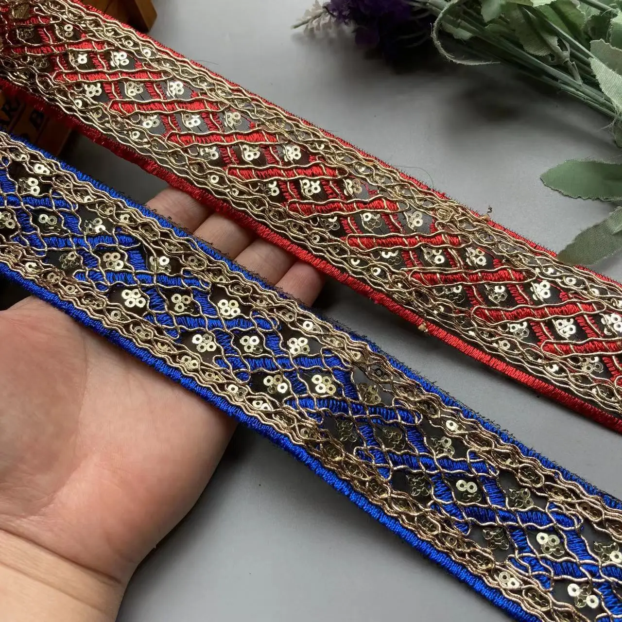 

1 Yards Lace Fabric Trim Ribbon Embroidery Flower DIY Sewing Accessories Jacquard Applique for Curtain Shoes Clothing Craft TOP