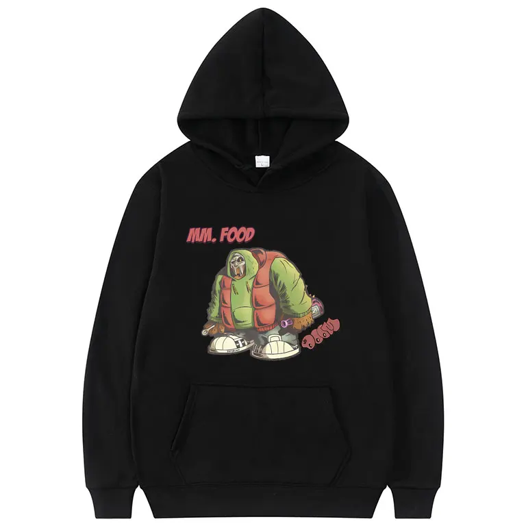 Rapper Mf Doom Mm Food and Friends Print Hoodie Men Women Funny Cartoon Rap Sweatshirt Men's Hip Hop Casual Oversized Hoodies