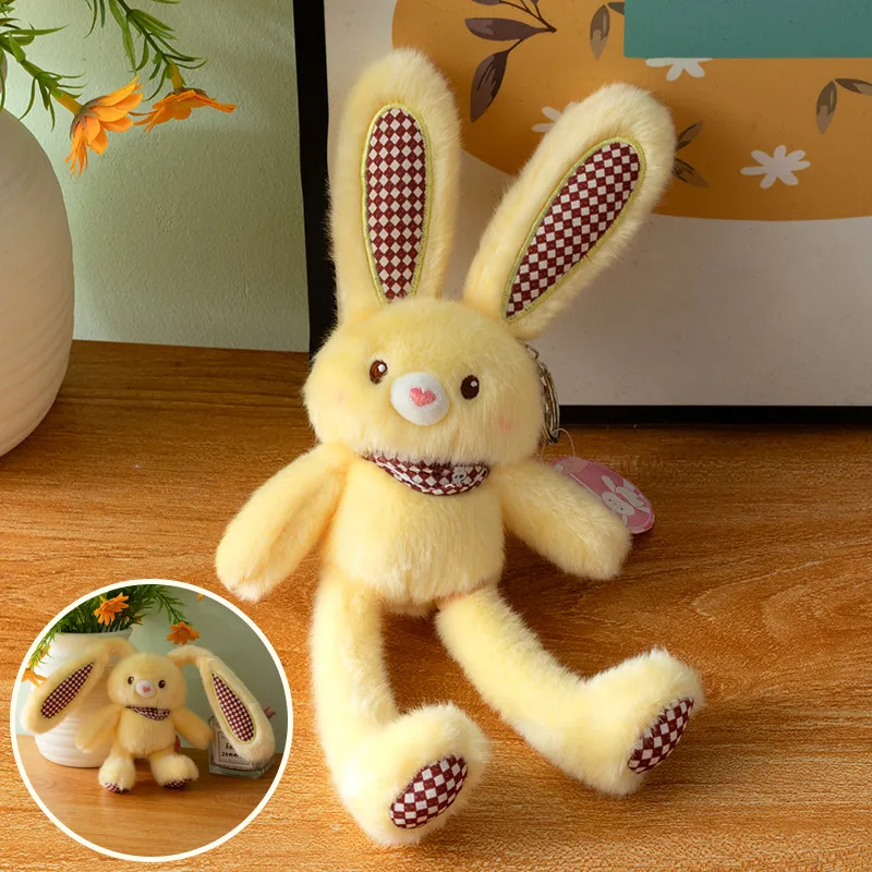 Jouets en peluche lapin, oreilles extensibles, pendentif poupée lapin, porte-clés, jouet décoratif, cadeau d'anniversaire pour enfants et amis