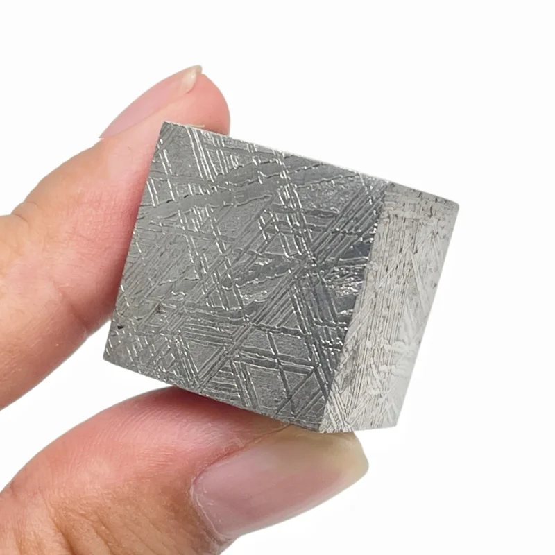 Authentic Namibia Gibeon Meteorite Solid Cube Block Multi‑Face Etched Geology Collection Sample TC788