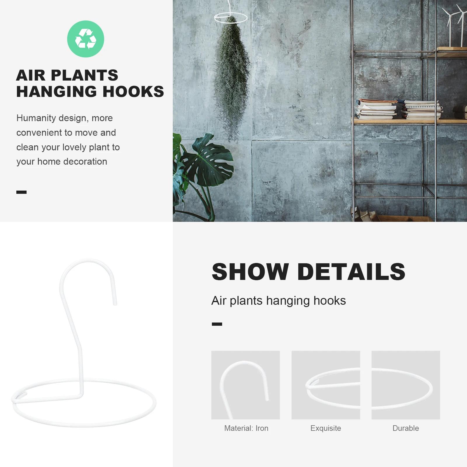 

5Pcs Strong Air Plant Holder Simple Design Clean Gardening Tool Air Plants Hook Tillandsia Holder Tillandsia Hook