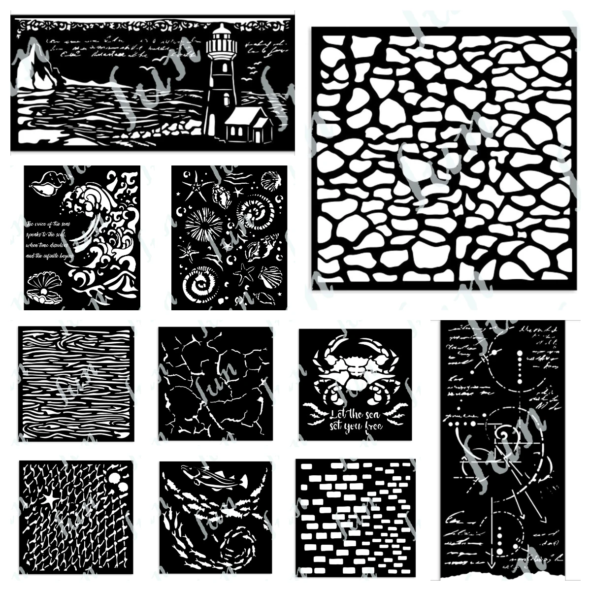 Scrapbook Layered Stencils for Card Making 2025 Wave and Shell Stencil Templates Scrapbooking Supplies DIY Photo Album