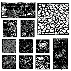 Scrapbook Layered Stencils for Card Making 2025 Wave and Shell Stencil Templates Scrapbooking Supplies DIY Photo Album