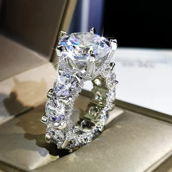 Top Design 925 Stamp Ring For Propose Wedding Engagement Ring Princess Inlaid Big Diamond Rings For Gift Girl Friend